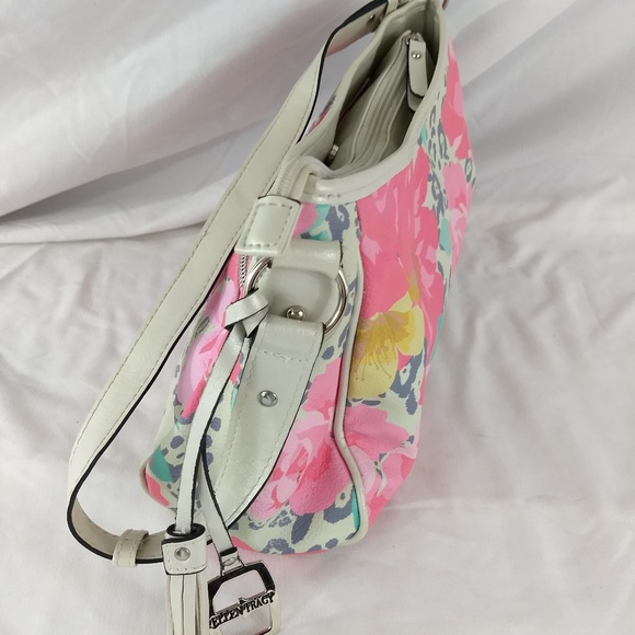 ELLEN TRACY PINK FLORAL BAG PURSE TOTE - Picture 3 of 8